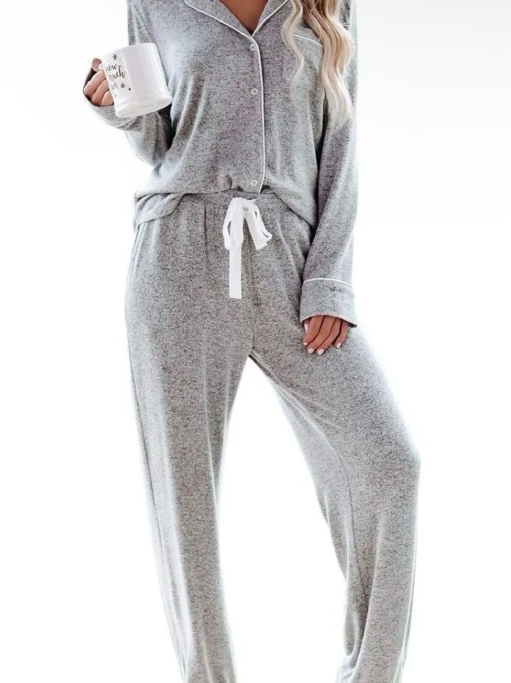 stars above Heather Grey Long Sleeve Pajama Set